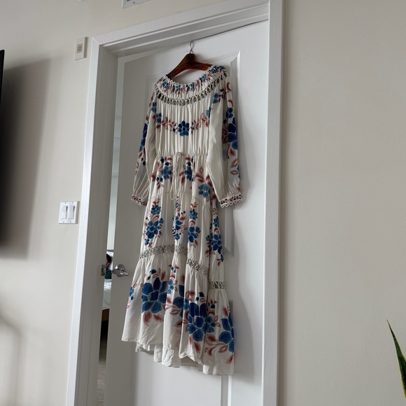 Farm Rio Sand Renata Floral Drawstring Cut-Out Maxi Dress - Picture 4 of 8